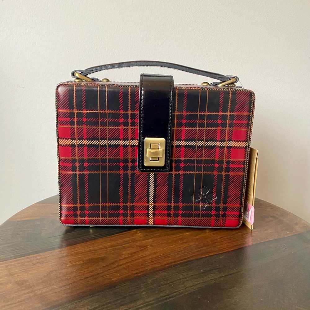 NWT Patricia Nash Gold foil plaid collection gift box purse